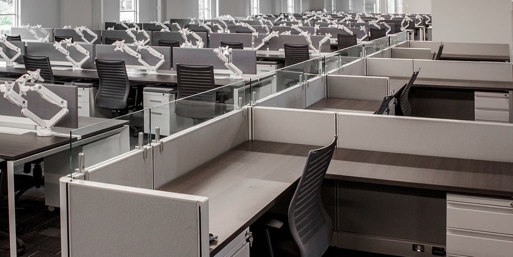 Rows of organized workstations